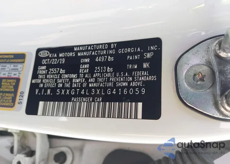 2020 Kia Optima Lx from USA, damaged, VIN 5XXGT4L3XLG416059